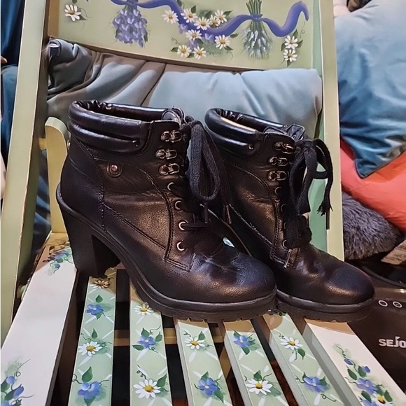 Joe Boxer Black Block Heel Ankle Boots Vintage - 8 - Picture 7 of 14